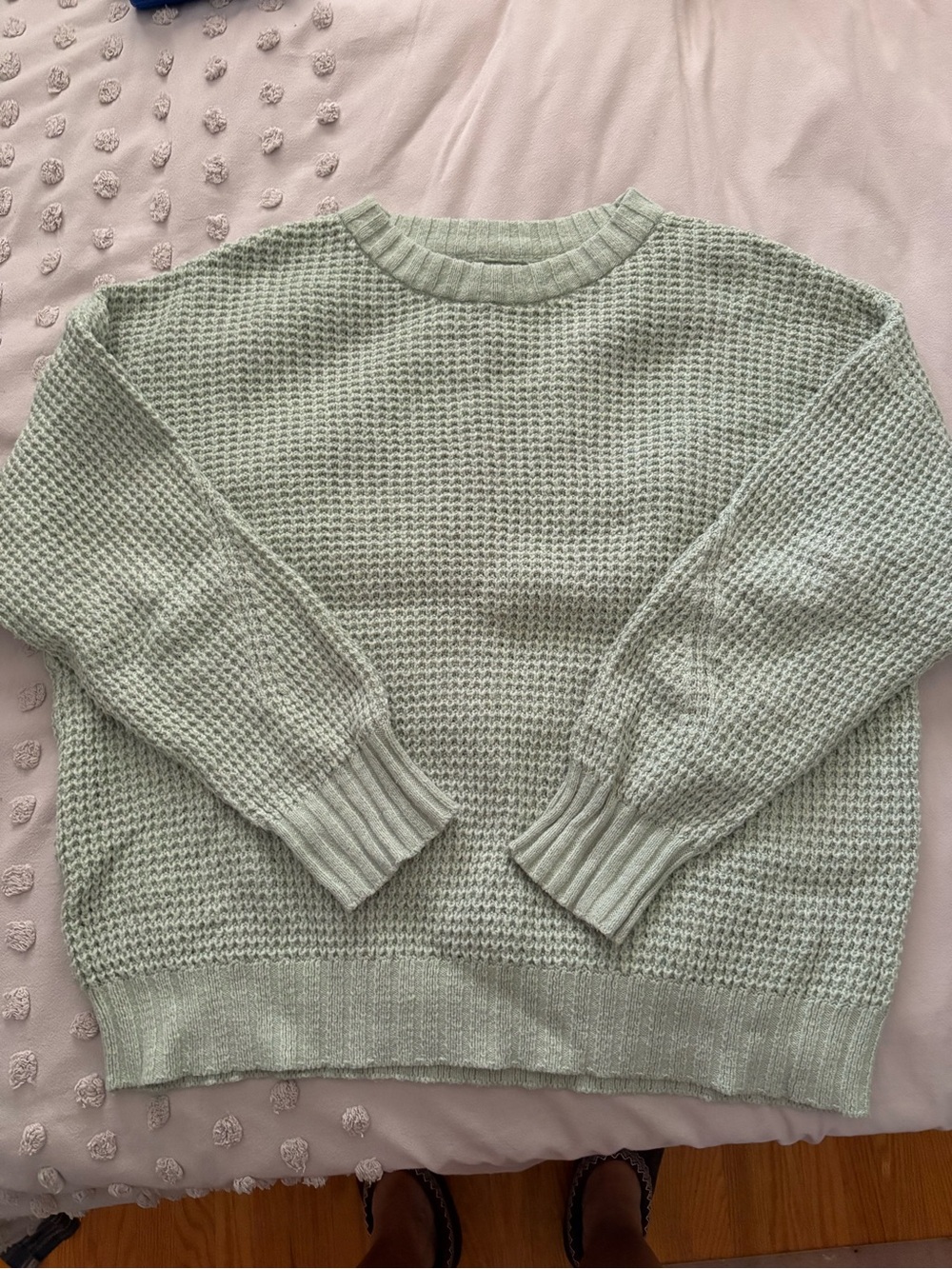 American Eagle Light Mint Green Crewneck Knit Sweater